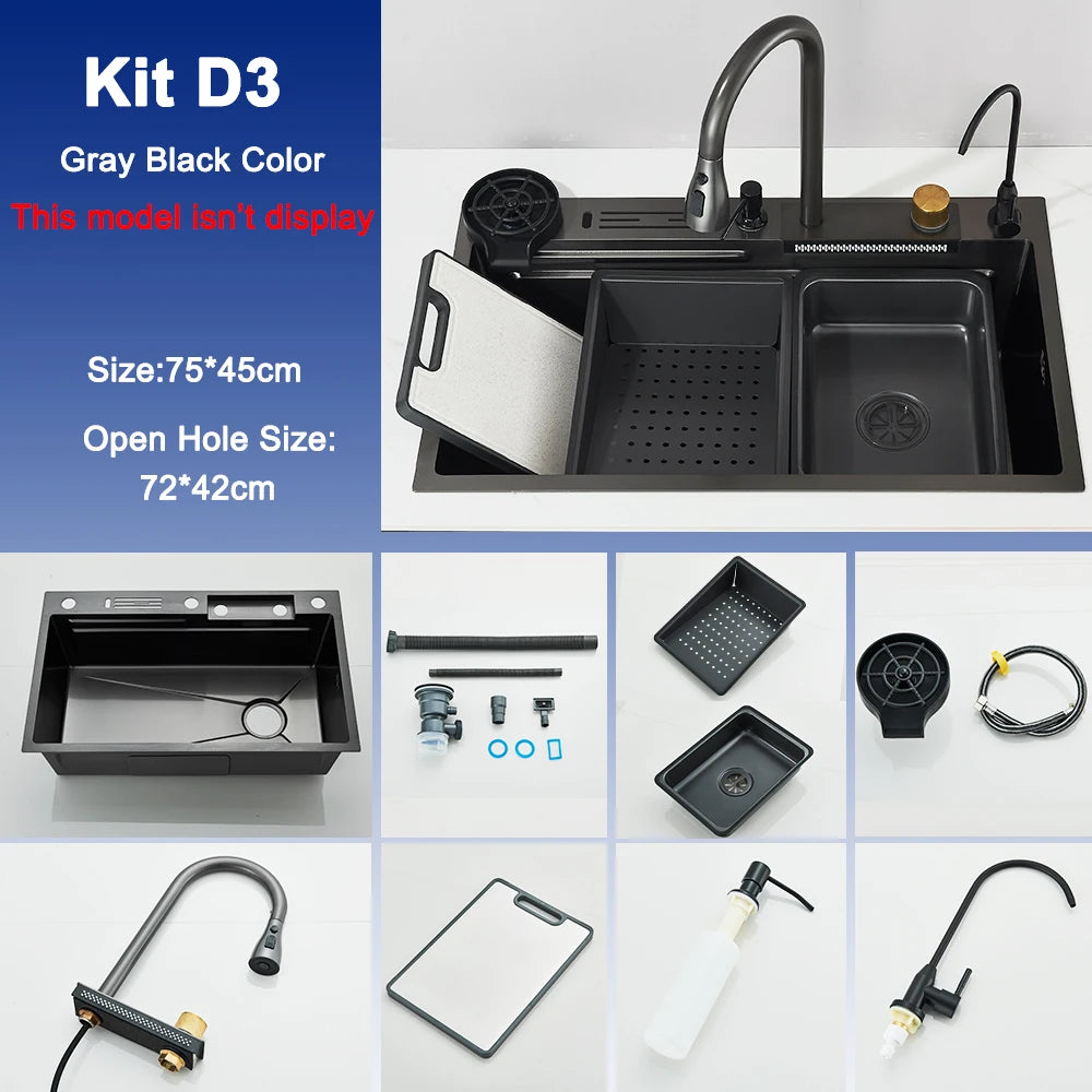 Rozin Stainless Steel Kitchen Sink With Digital Display And Faucet