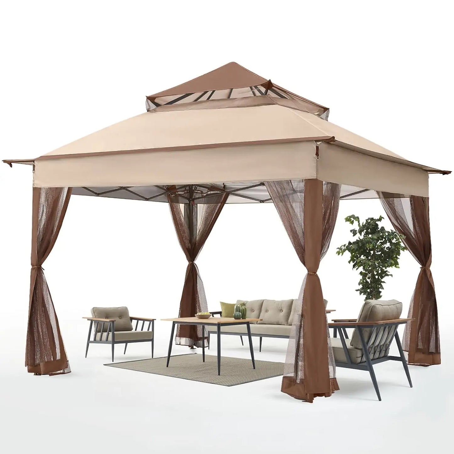 MOYU Pop Up Gazebo Outdoor Canopy Tent With Mosquito Netting