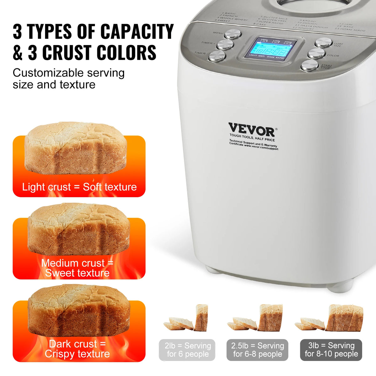 SucceBuy 15-in-1 Automatic Bread Maker With Gluten Free Setting