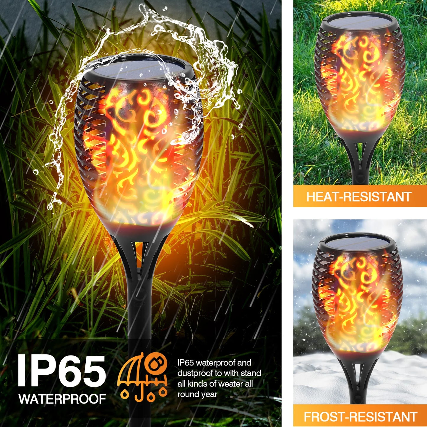 Solar Flame Torch Lights 43 Inch 96 LED Waterproof Pathway