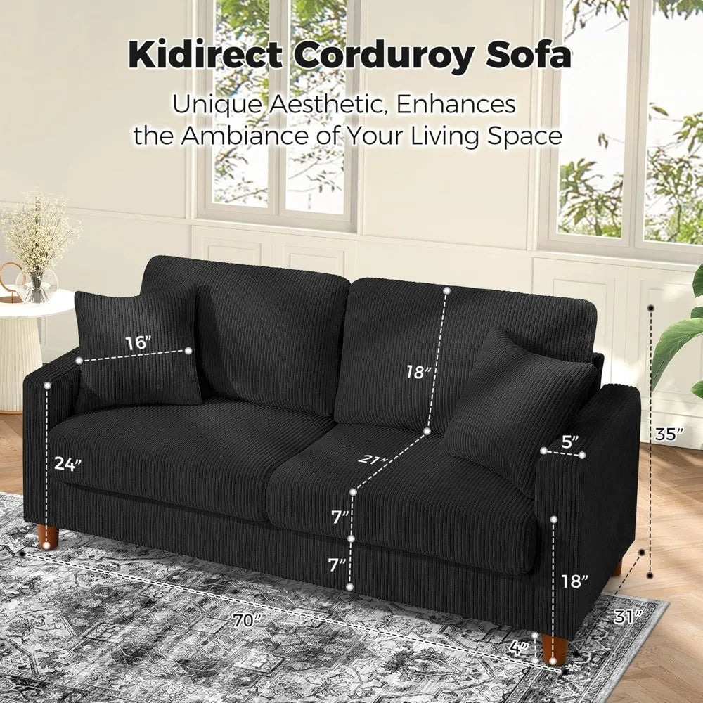 Corduroy Sofa No Tool Assembly For Easy Living Room