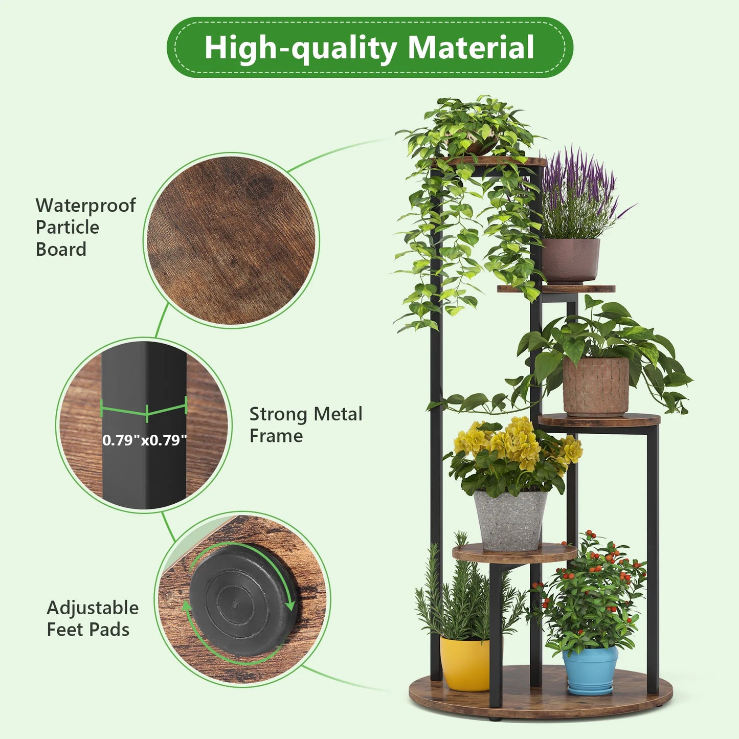 Tribesigns Corner Plant Stand Indoor, 4-Tier Tall Plant Shelf Holders for Multiple Potted Plants, Wood Flower Pot Stands