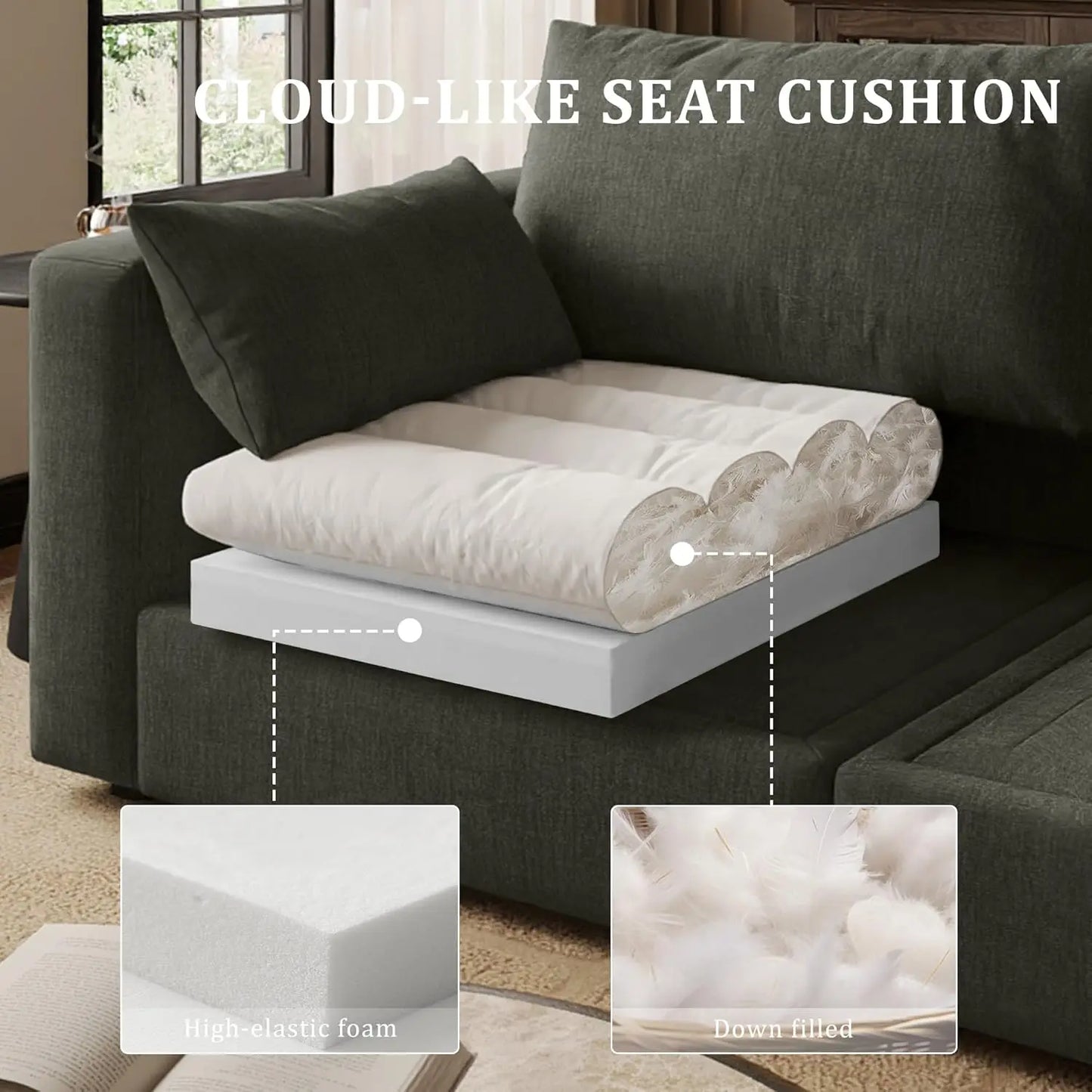 Cloud Modular Sectional Sofa With Storage Ottoman For Living Room
