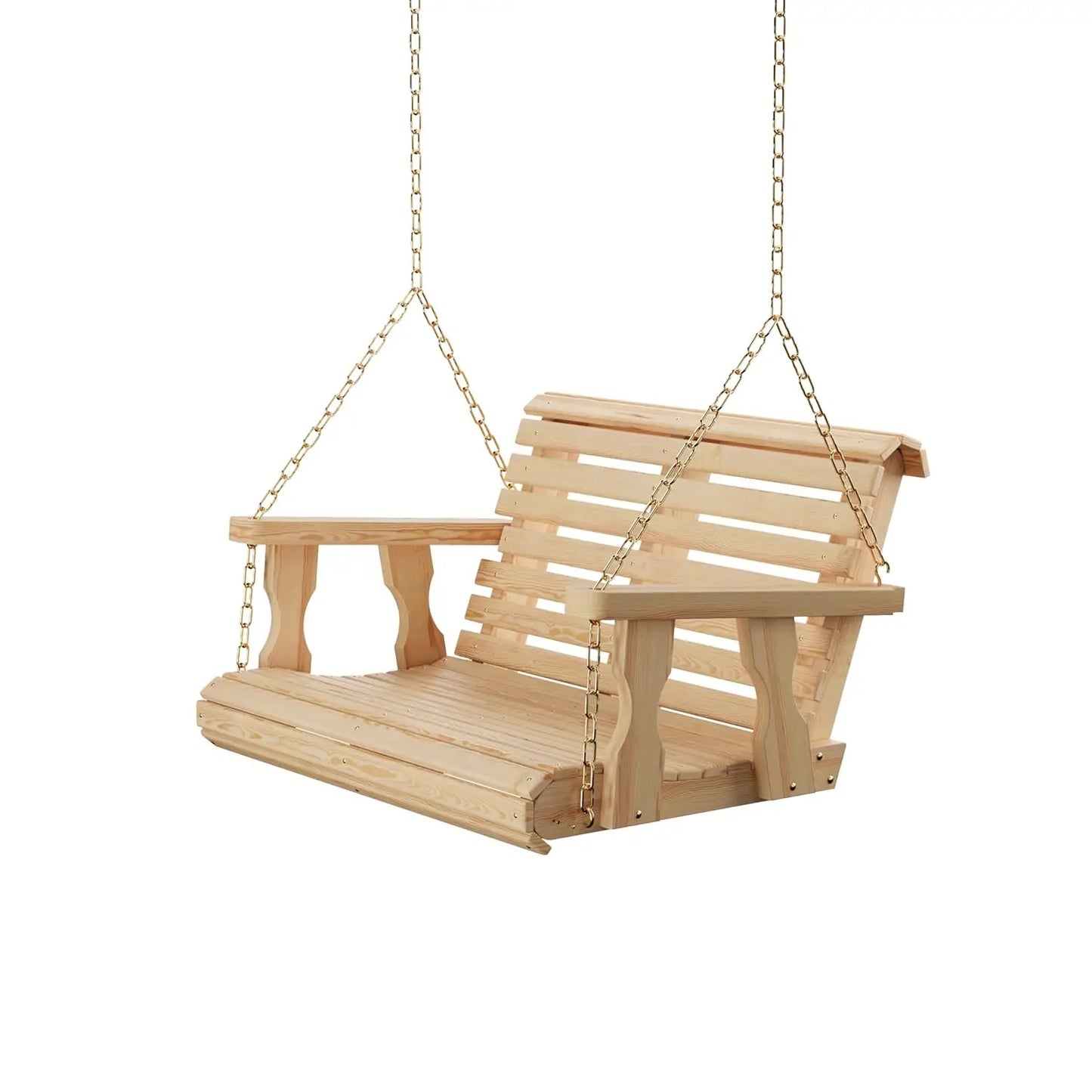 Heavy Duty Rollback Porch Swing Outdoor Wooden With Chains