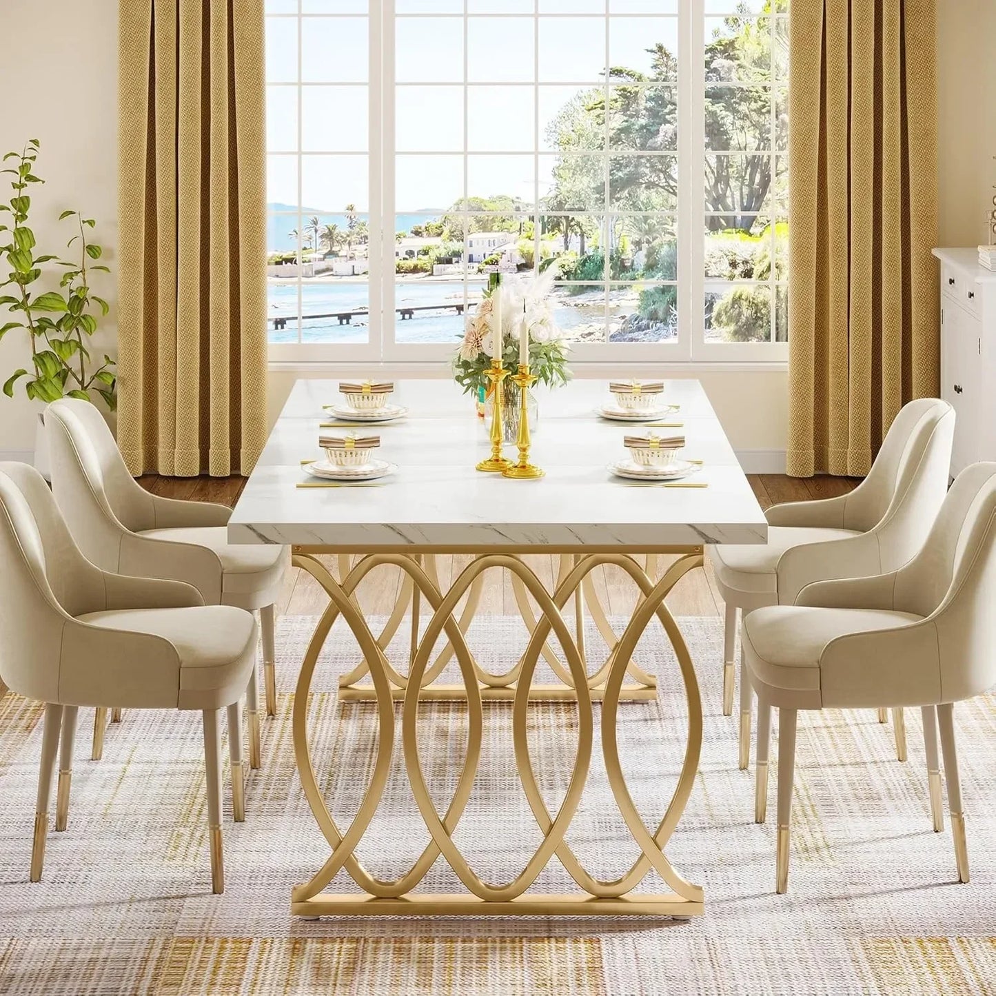 Little Tree Modern Dining Table Rectangular Kitchen Dining Room Furniture