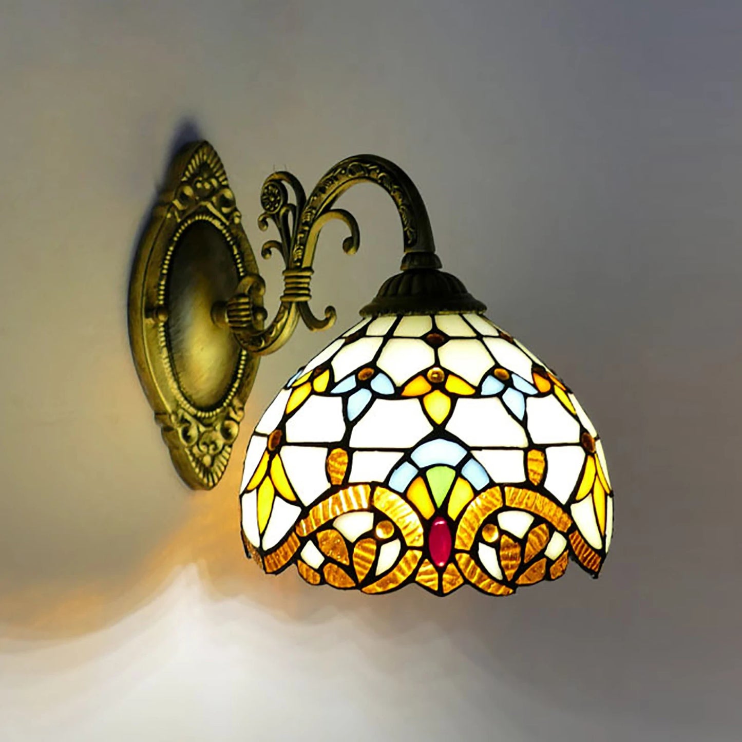 Tiffany Style Wall Lamp Indoor Vintage Dome Light For Living Room Staircase