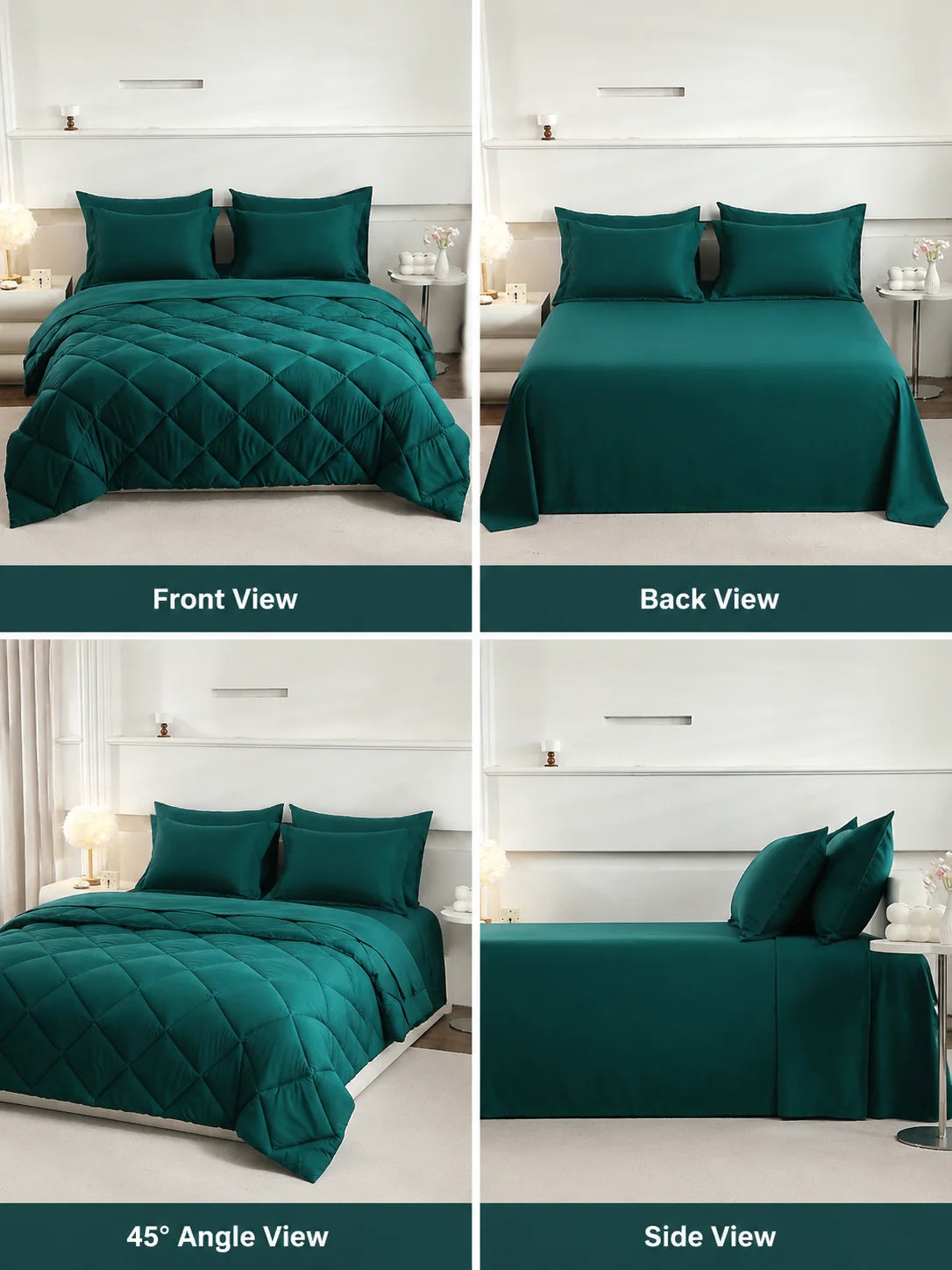 EasYum 7 Piece Bedding Set Quilted Comforter Flat Sheet Fitted Pillowcases