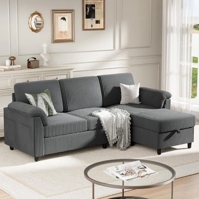 Meilocar Living Room L Shaped Sectional Sofa With Side Storage