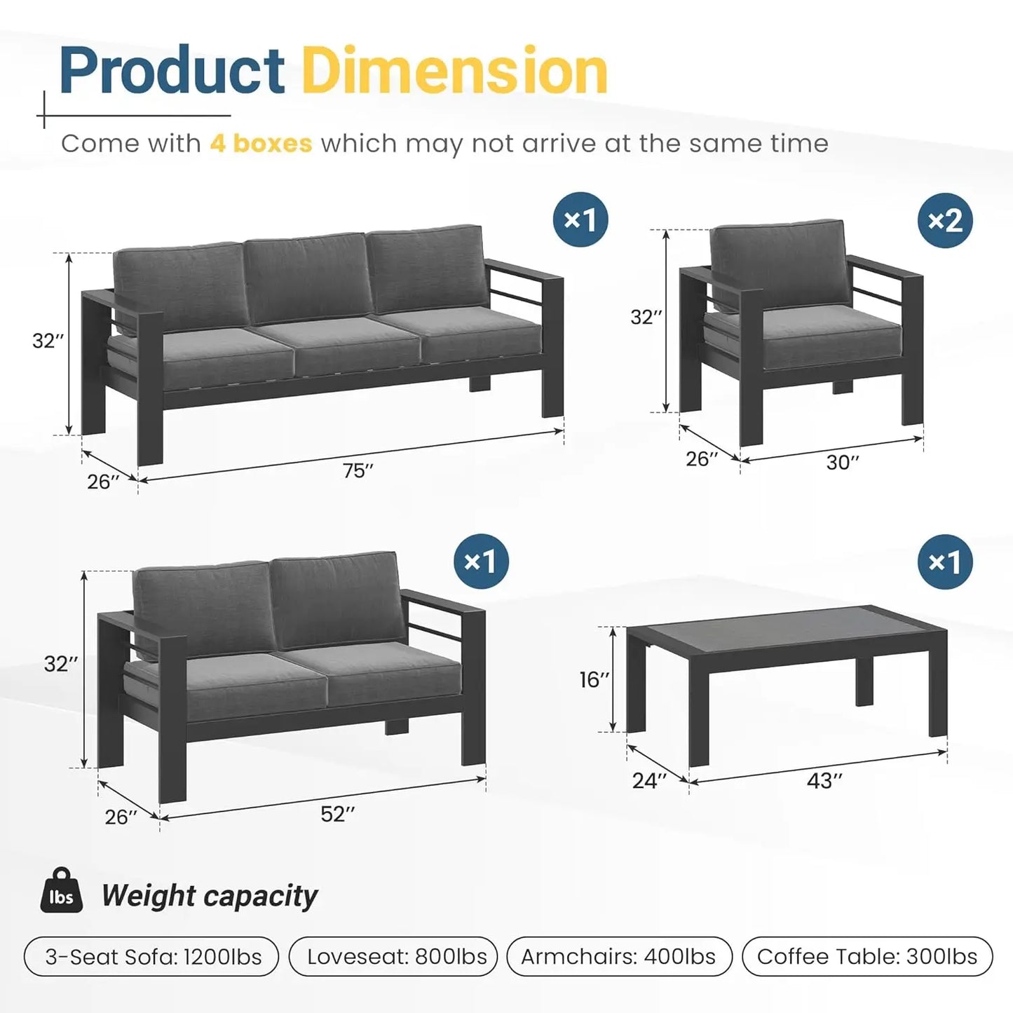 All Weather Aluminum Patio Furniture Set for Outdoor Use