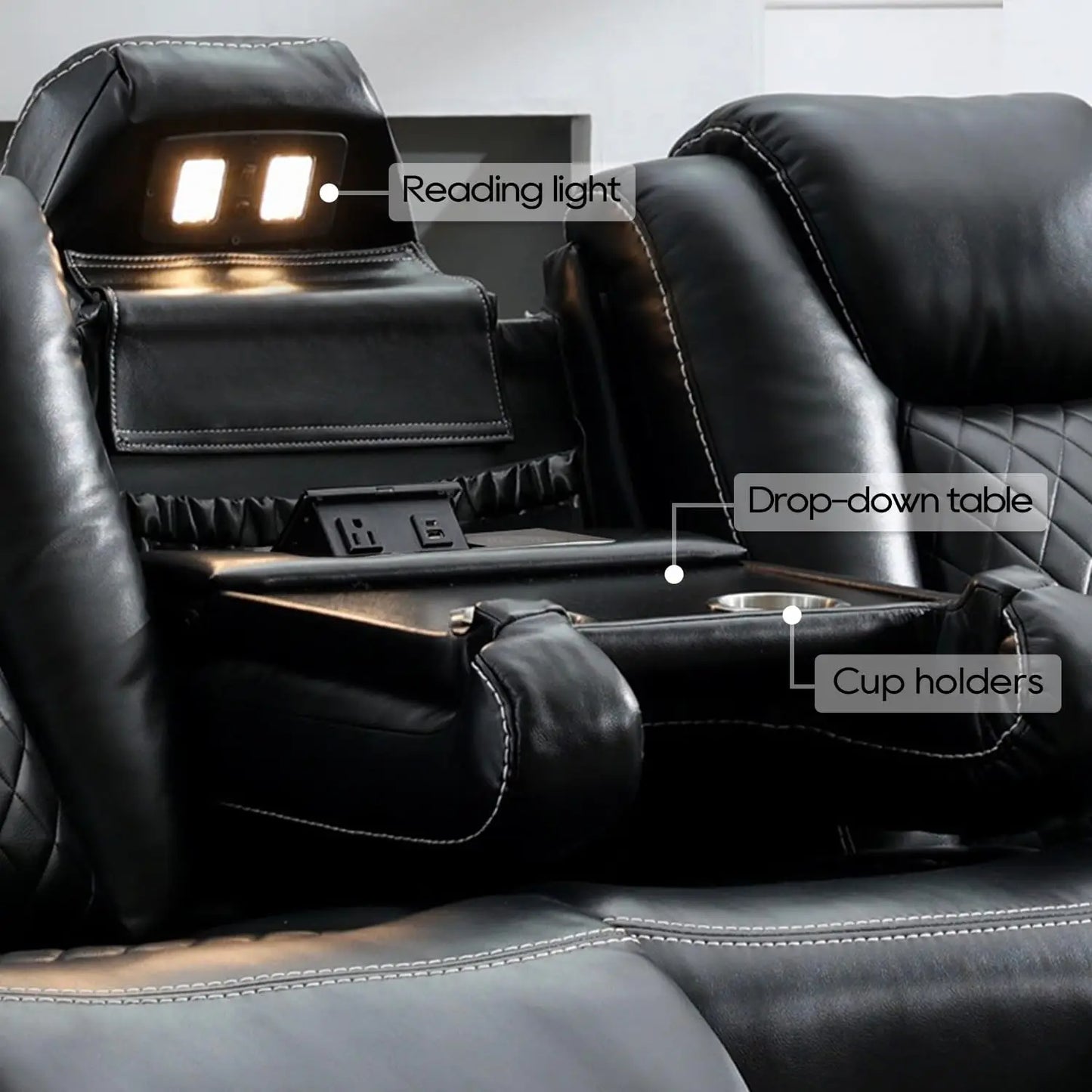 Todrani Power Reclining Sofa With Wireless Charger And USB Port