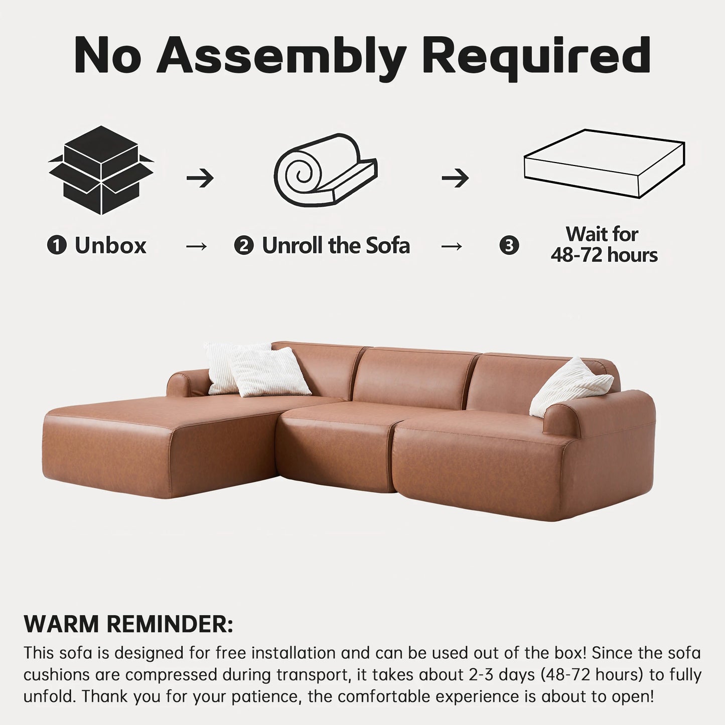 THOLASIS L Shaped Modular Leather Sofa Deep Seat Comfort