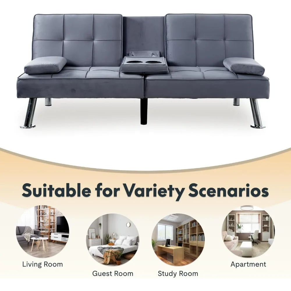XCT3 Futon Sofa Bed With USB Type-C Charging Adjustable Backrest