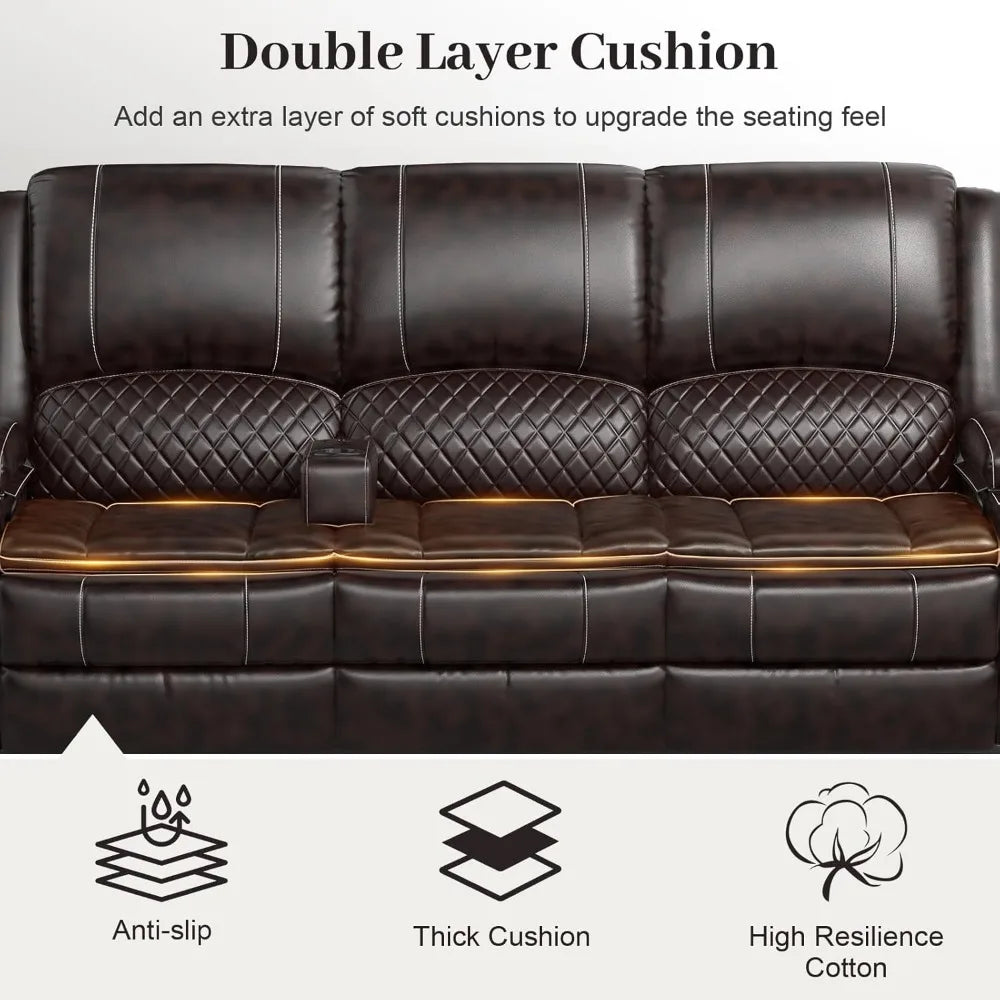 RBXC Manual Reclining Sofa With Hidden Storage And Middle Seat