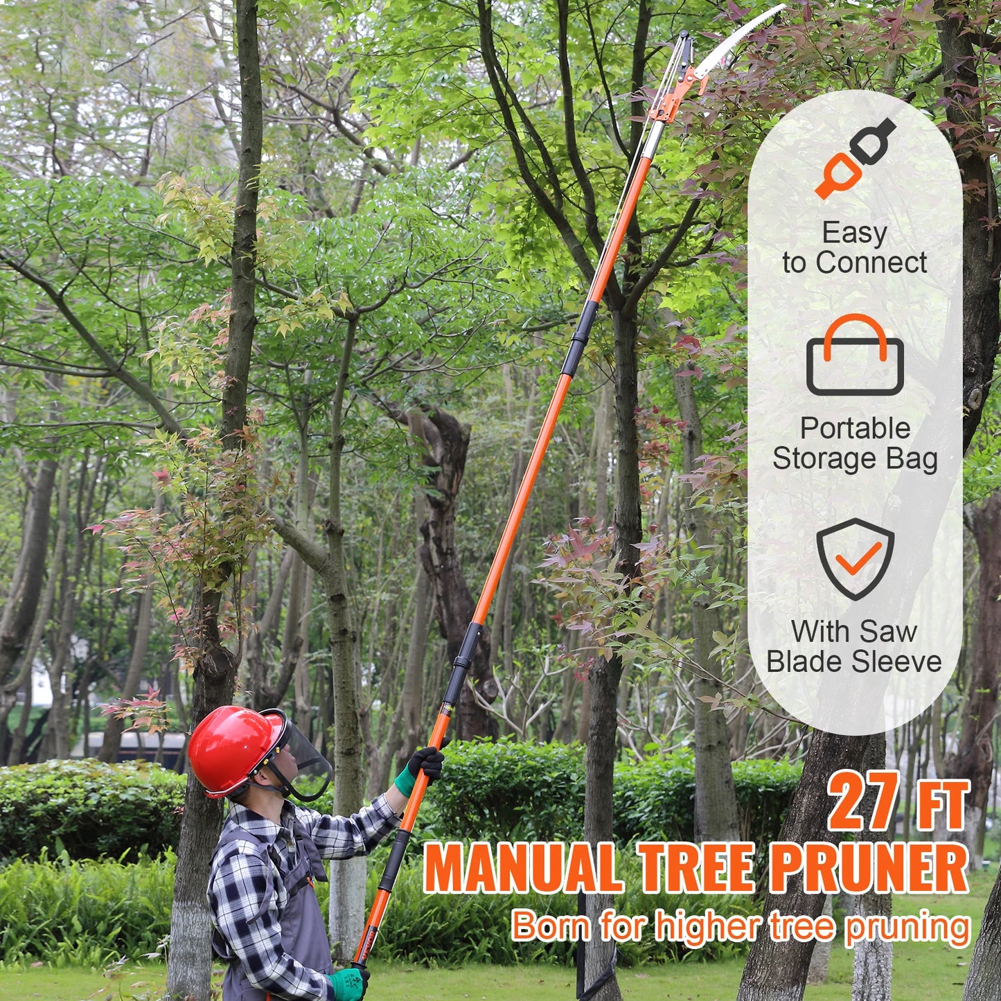 Manual Pole Saw With Extendable Reach And Aluminum Handle