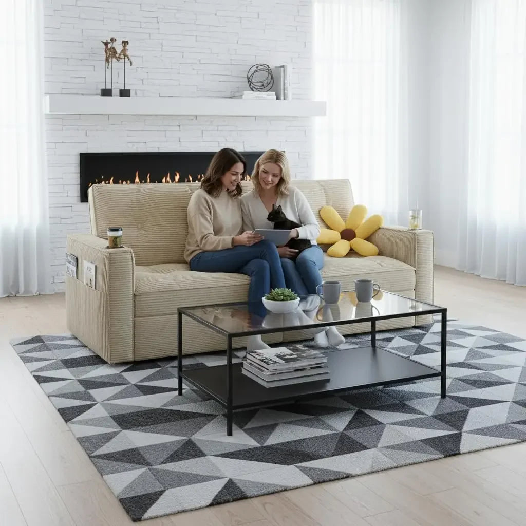 Guangbai Modern Seater Sofa Bed With USB Ports Pockets