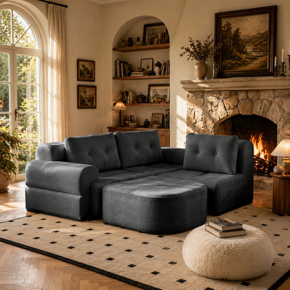 Multifunctional Convertible Modular Sectional Sofa With Chaise Lounge