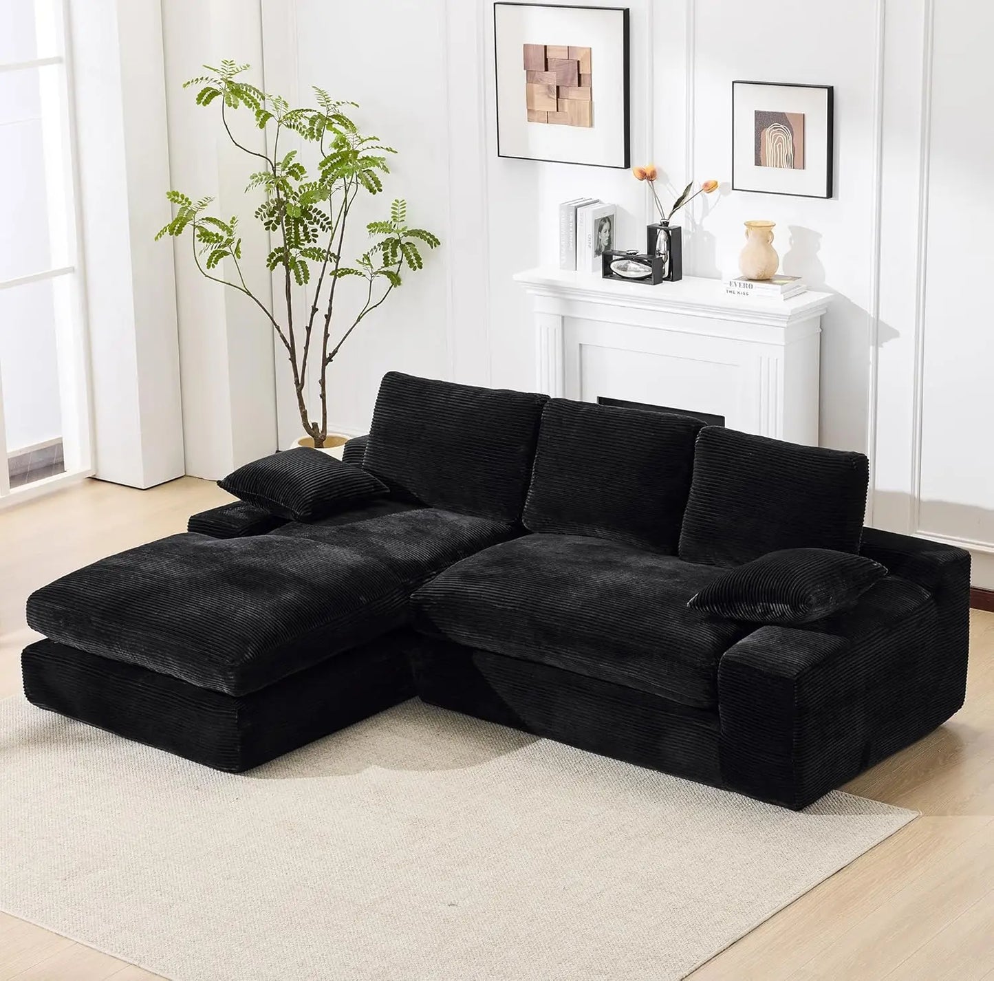 Cloud Modular Sectional Sofa With Chaise L-Shaped Corduroy Upholstered