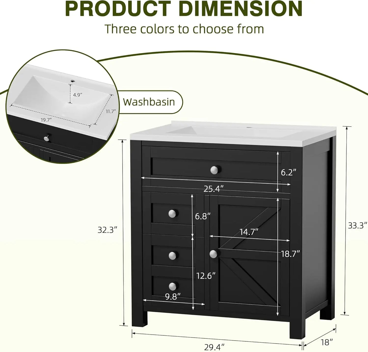 Freestanding Modern Bathroom Vanity With Single Sink Cabinet