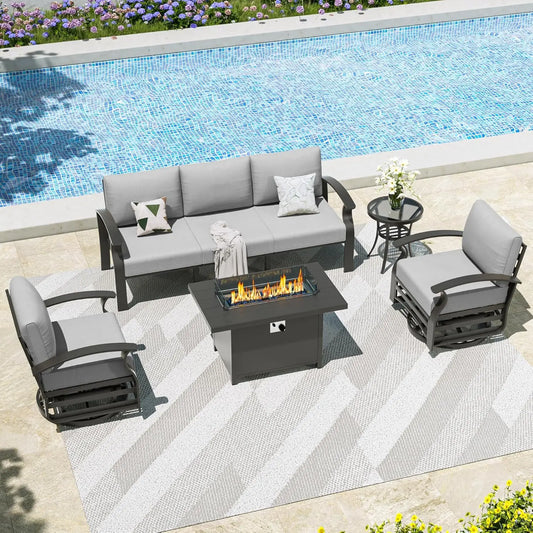 Aluminum Patio Furniture Set 5 Piece Modern Outdoor