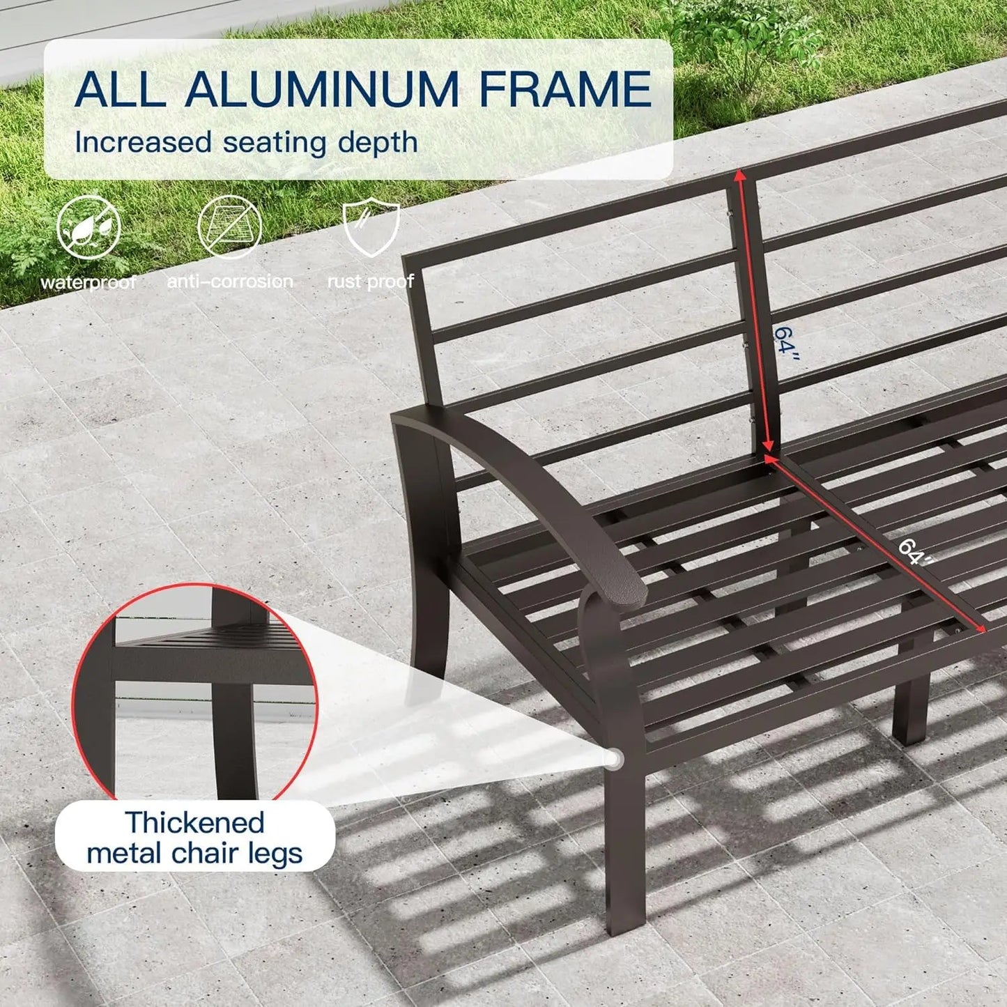Aluminum Patio Furniture Set 5 Piece Modern Outdoor