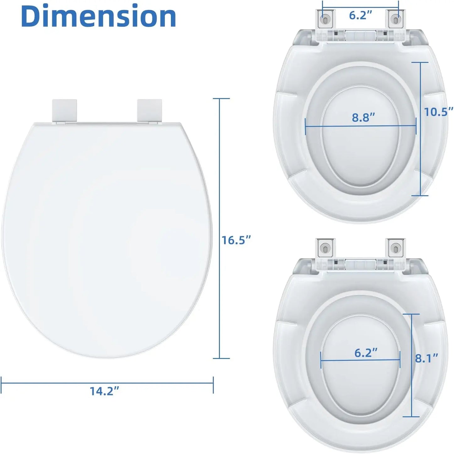 Elongated Toilet Seat With Slow Close Magnetic Quick Release Mount