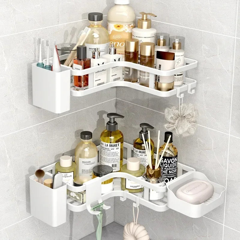 DoubleLayer Stainless Steel Corner Shelf No Drilling Wall Mount Organizer