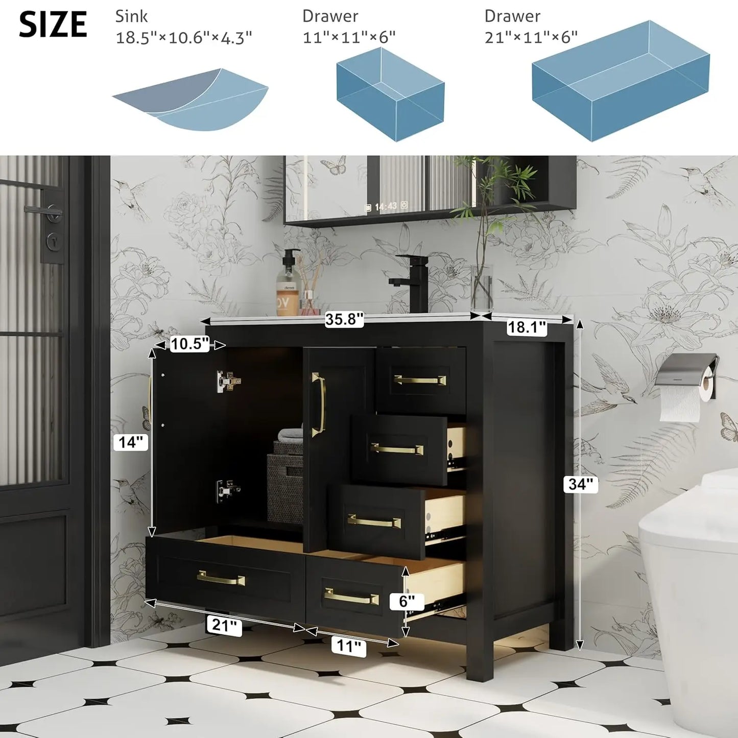 Guangbai Modern Solid Wood Bathroom Vanity With Undermount Sink