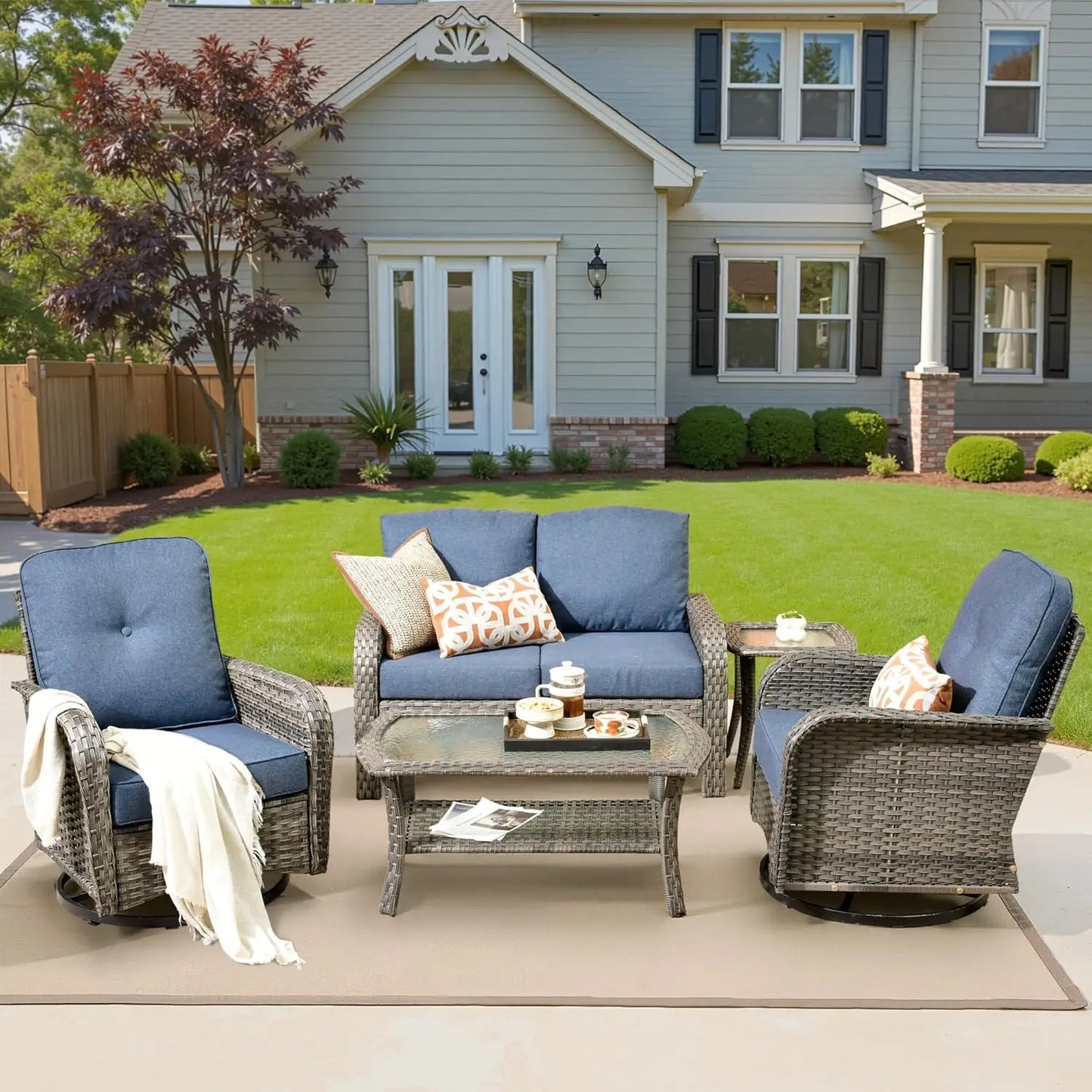 GUOHE All Weather Patio Furniture Set Outdoor Rattan