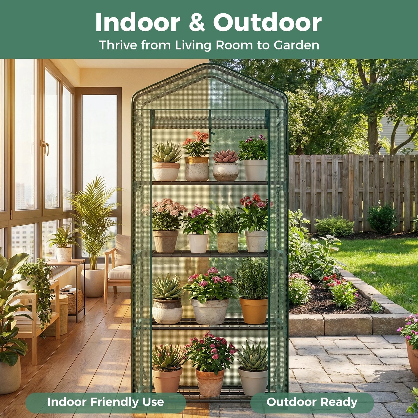 Greenhouse Portable Multi Tier Plant Growing Rack With PE Cover