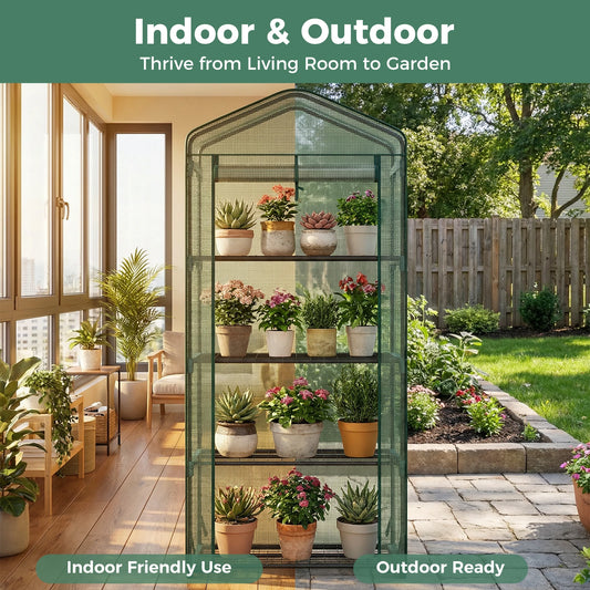 Greenhouse Portable Multi Tier Plant Growing Rack With PE Cover