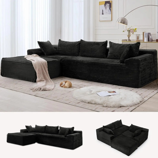 Modular Sectional Sofa L-Shape Chaise Cloud Couch Living Room Corduroy