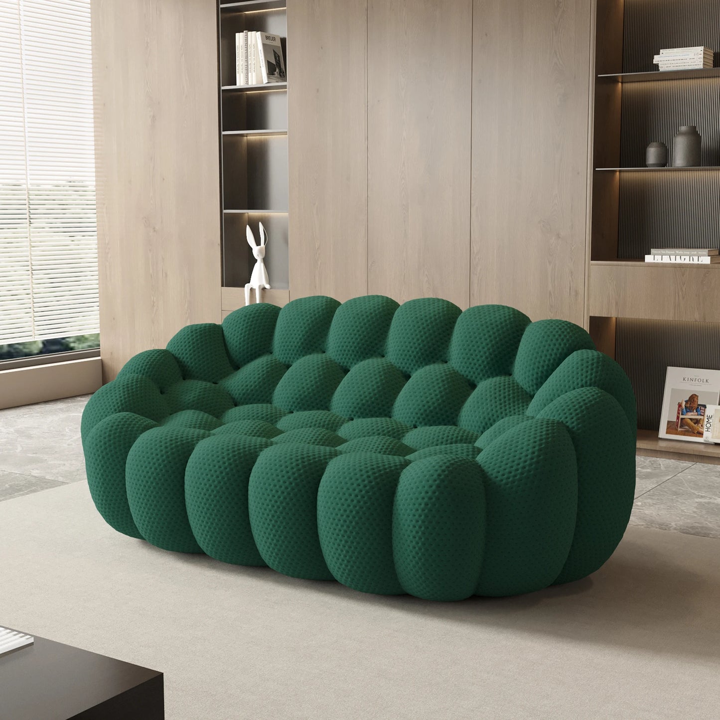 Sdorens Modern Curved Boneless Sofa 3D Knitted Fabric Loveseat Couch