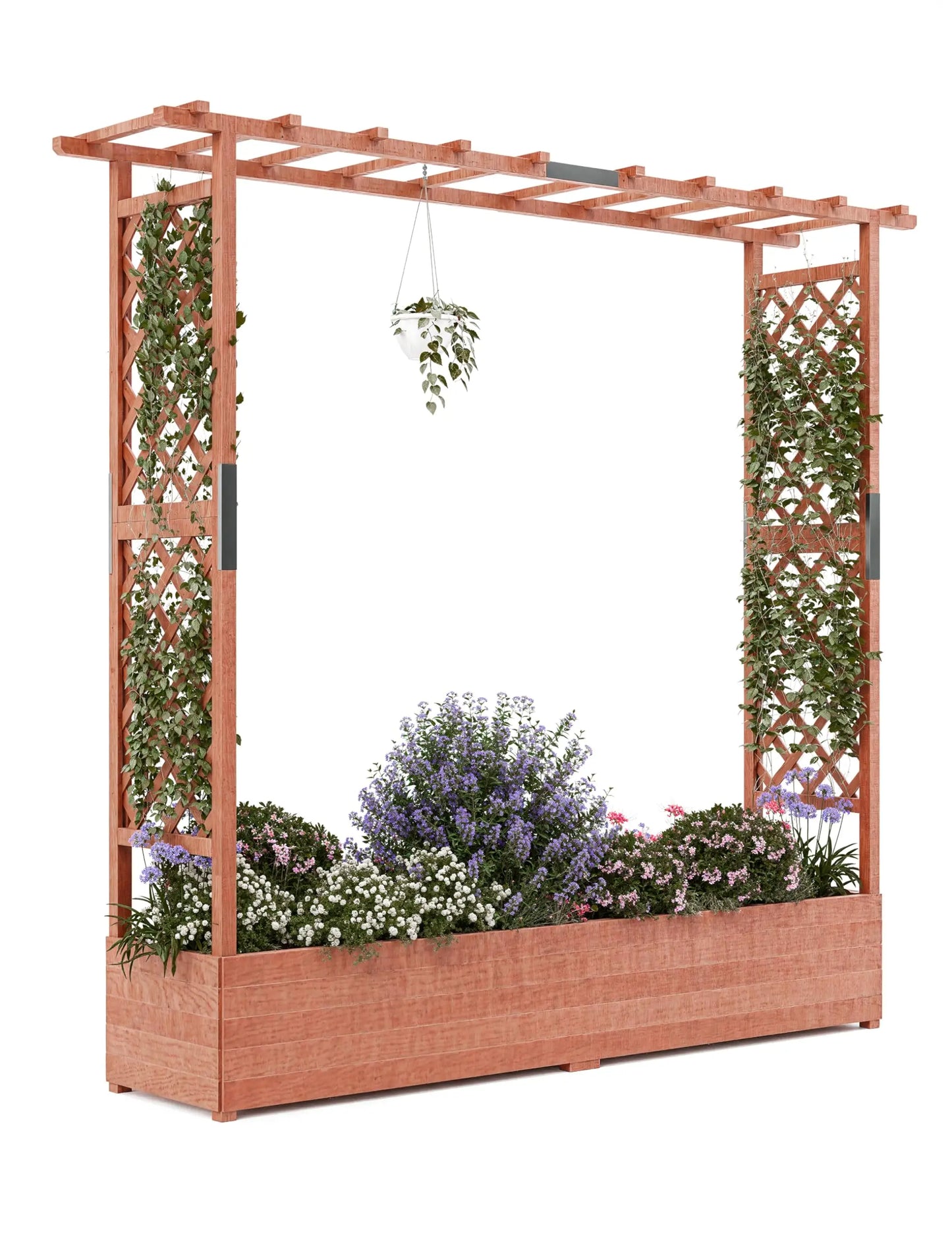 HiMISS Elevated Wooden Raised Garden Bed With Trellis For Climbing