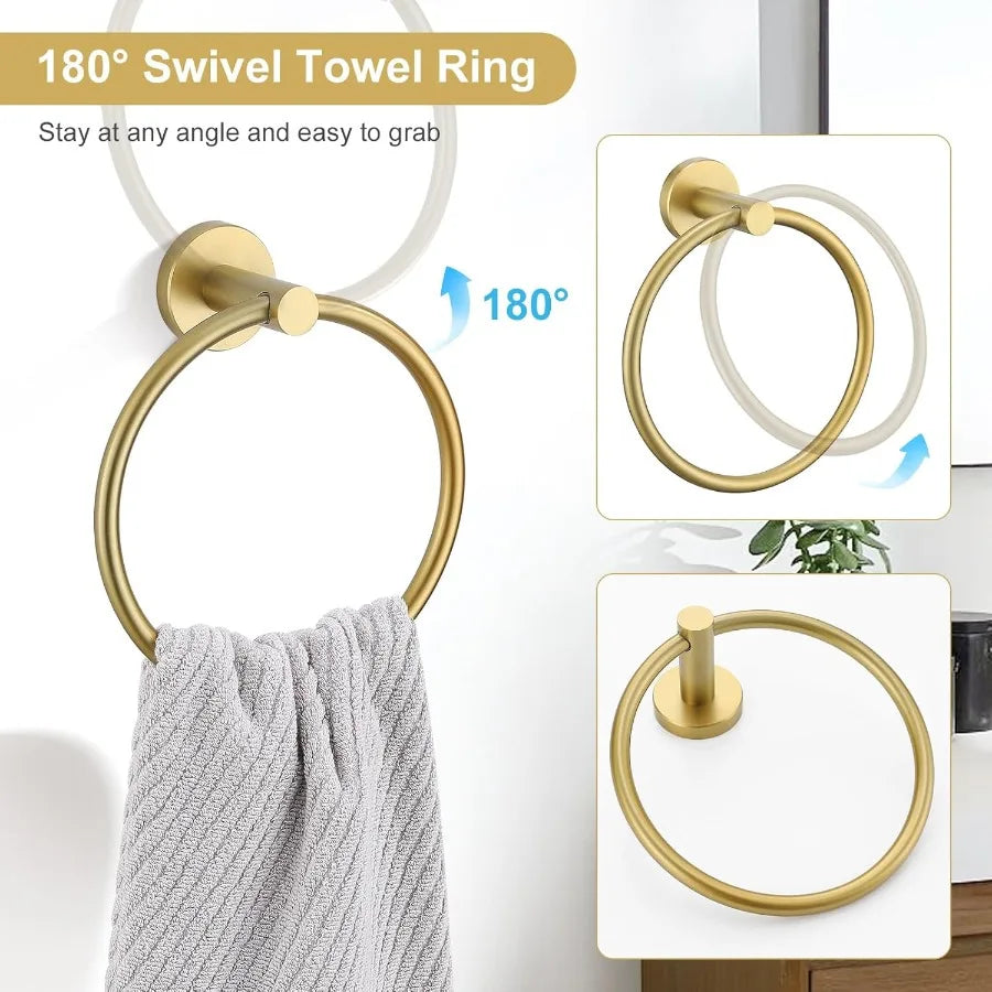 XIUWO 5 Piece Brushed Bathroom Accessories Set Stainless Steel Hardware