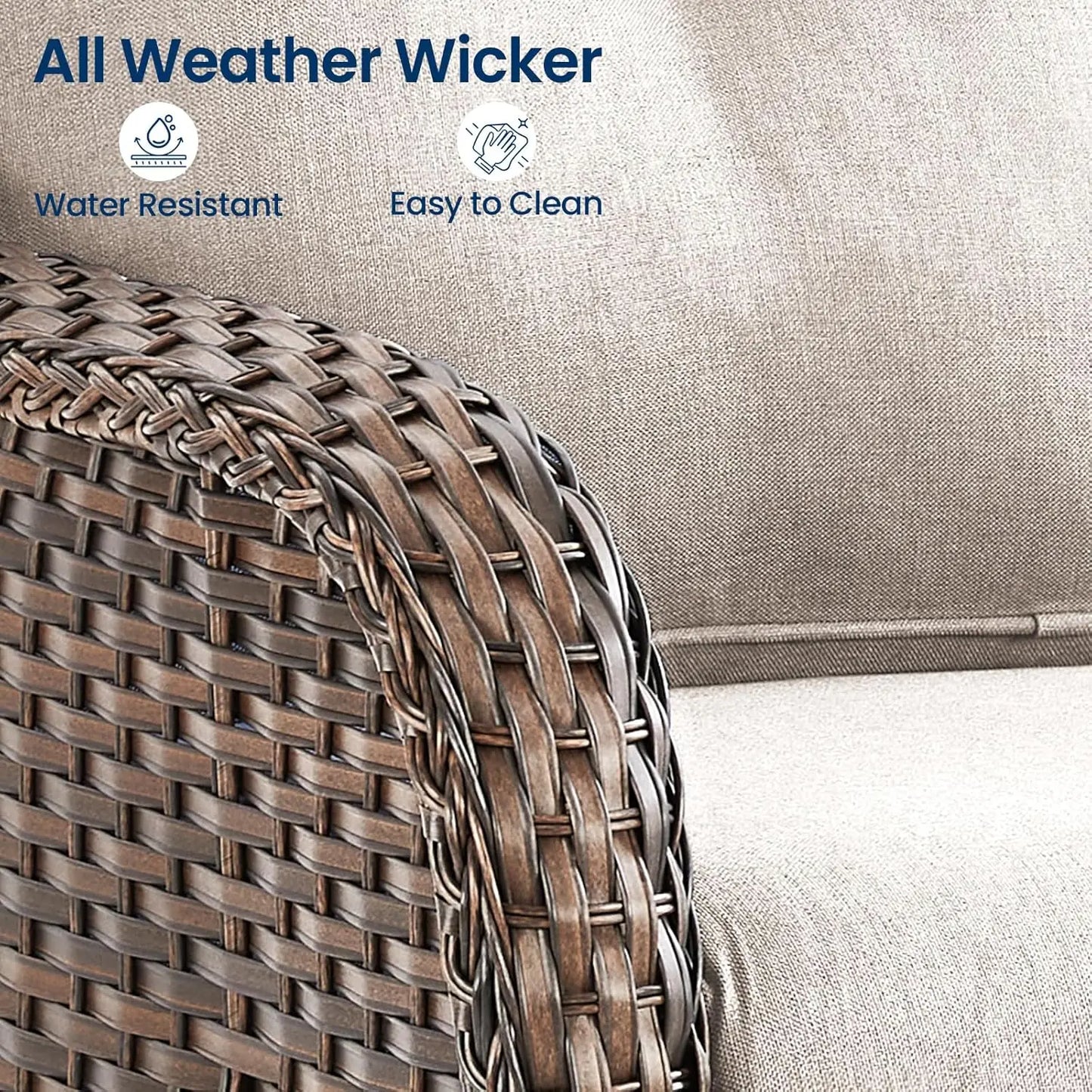Patio Loveseat Sofa Outdoor Wicker With All Weather Cushions