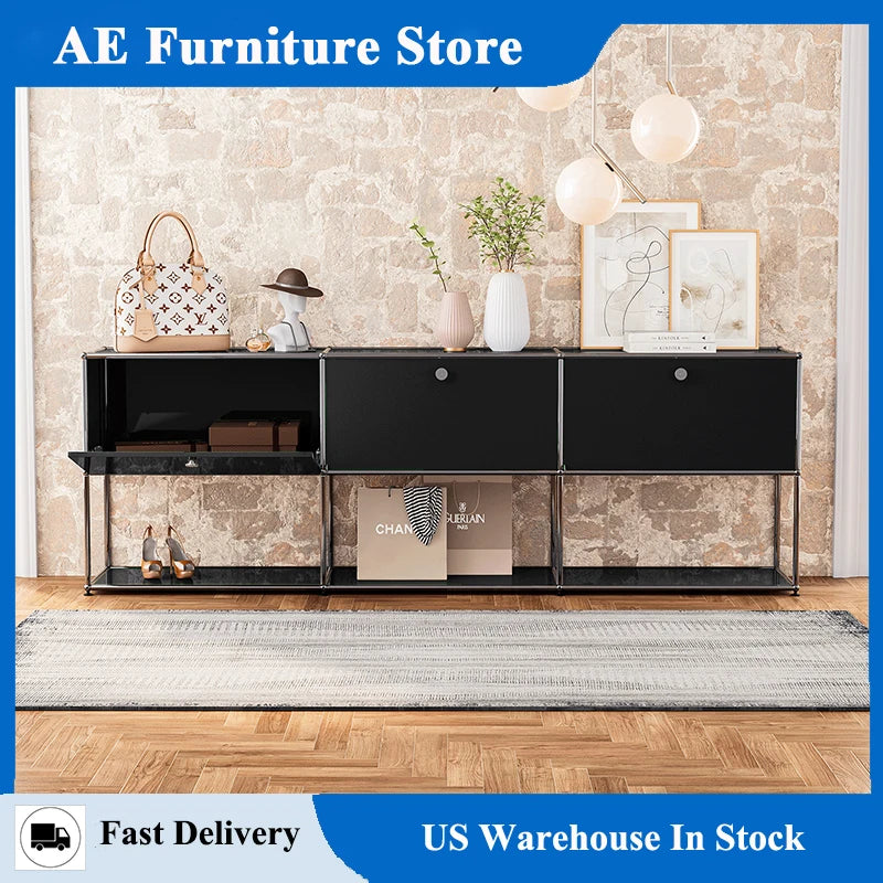 Modern TV Stand Storage File Cabinet With Metal Frame for Living Room Bedroom Office Book Shelf Bedside Table