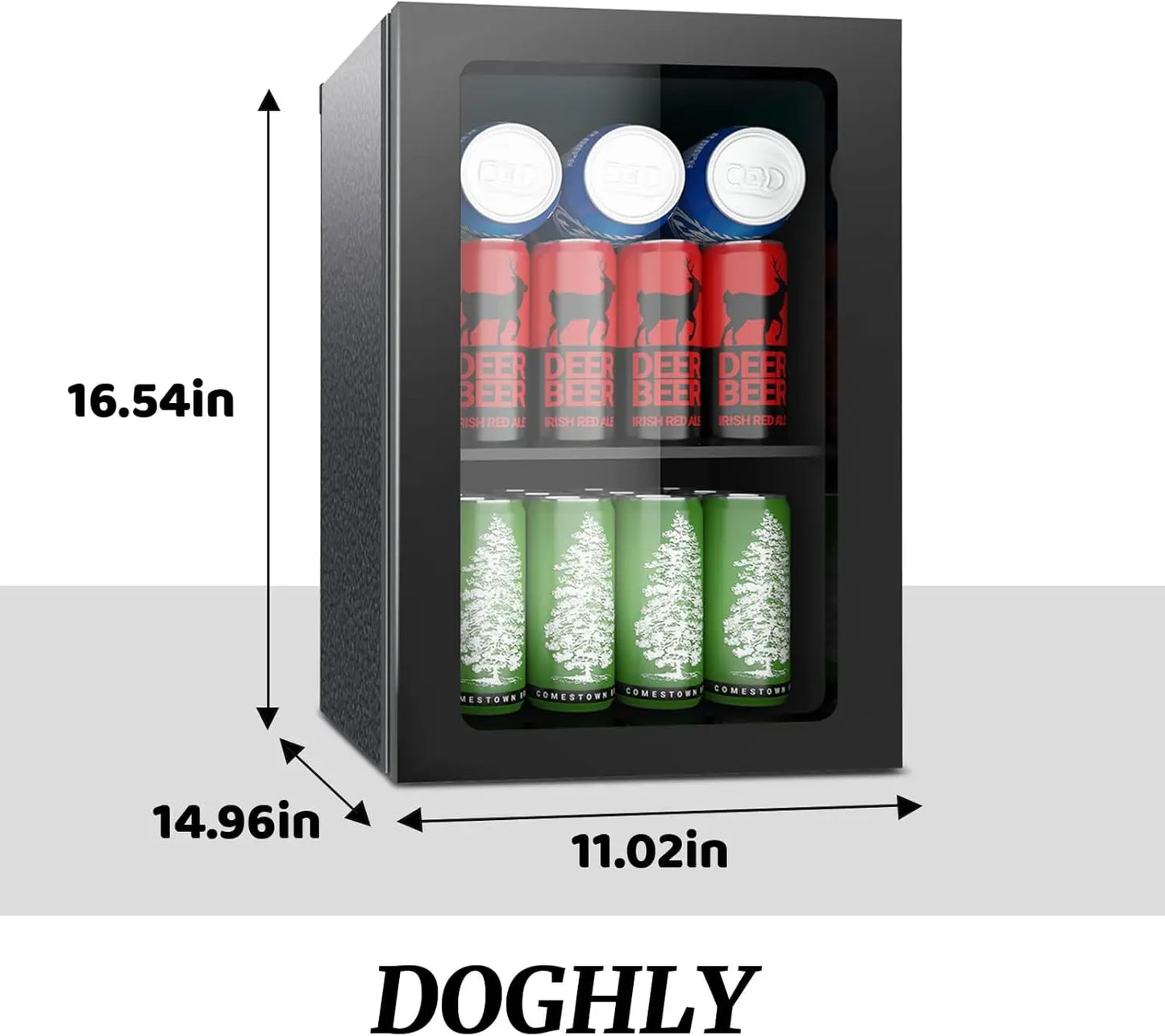 24 Can Mini Fridge Glass Door Beverage Cooler Quiet Operation
