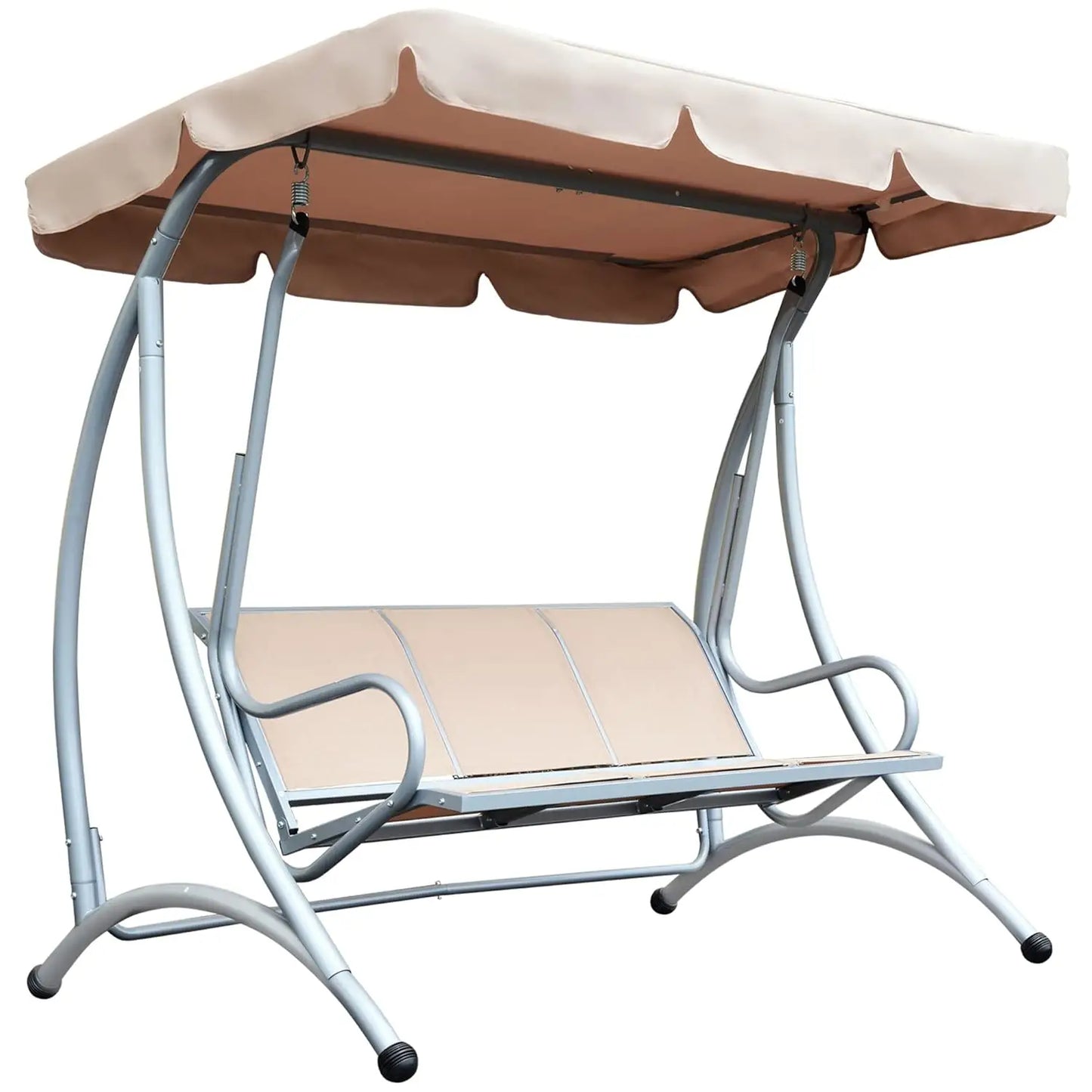 3-Seat Outdoor Porch Swing Chair, Patio Glider with Adjustable Canopy, Breathable Seat, and Steel Frame , Customized