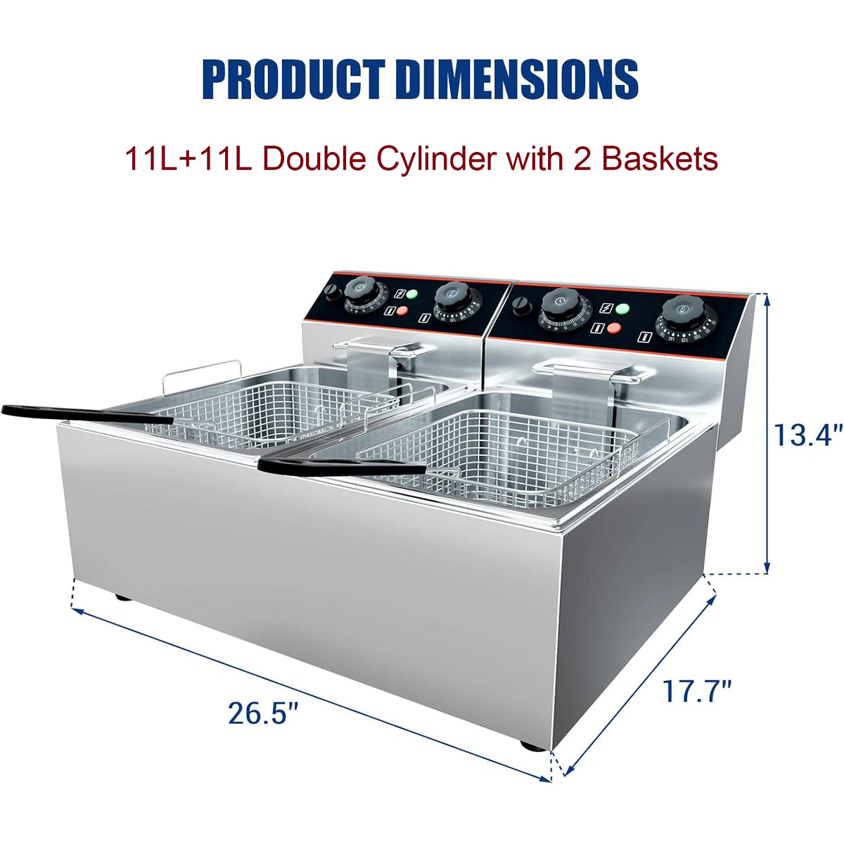 Acekool Commercial Electric Deep Fryer With Dual Baskets