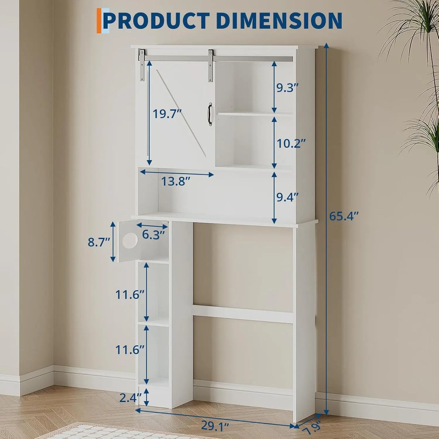 Storage Cabinet Over Toilet Organizer With Sliding Barn Door Paper Holder