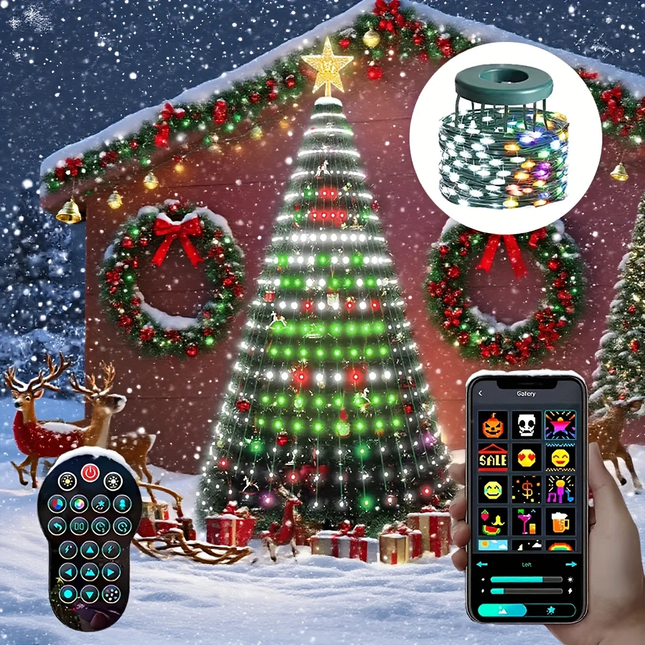 Smart Christmas Tree Light LED String Light with APP Control Music Sync Waterproof for Outdoor Indoor Christmas Tree Decoration