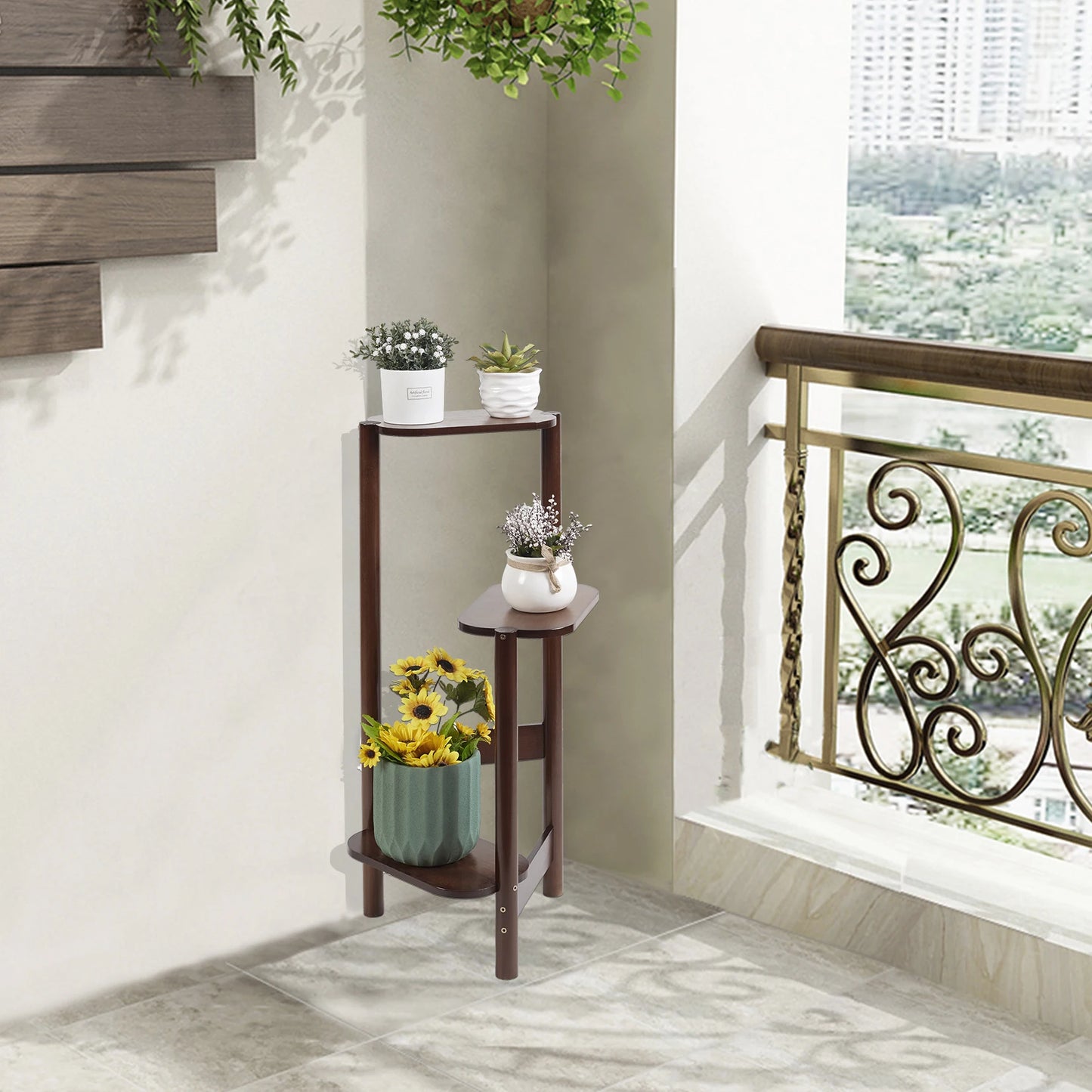 Wisfor 3-Tier Bamboo Plant Rack Corner Stand