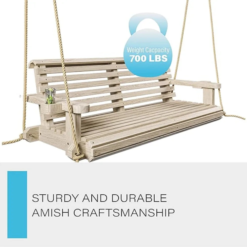 Heavy Duty 800 Lb Treated Pine Porch Swing With Ropes