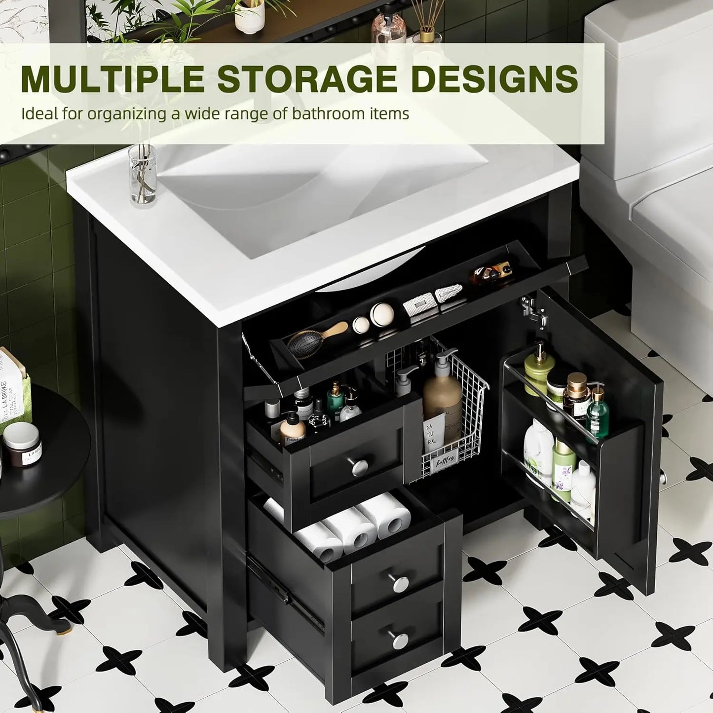 Freestanding Modern Bathroom Vanity With Single Sink Cabinet