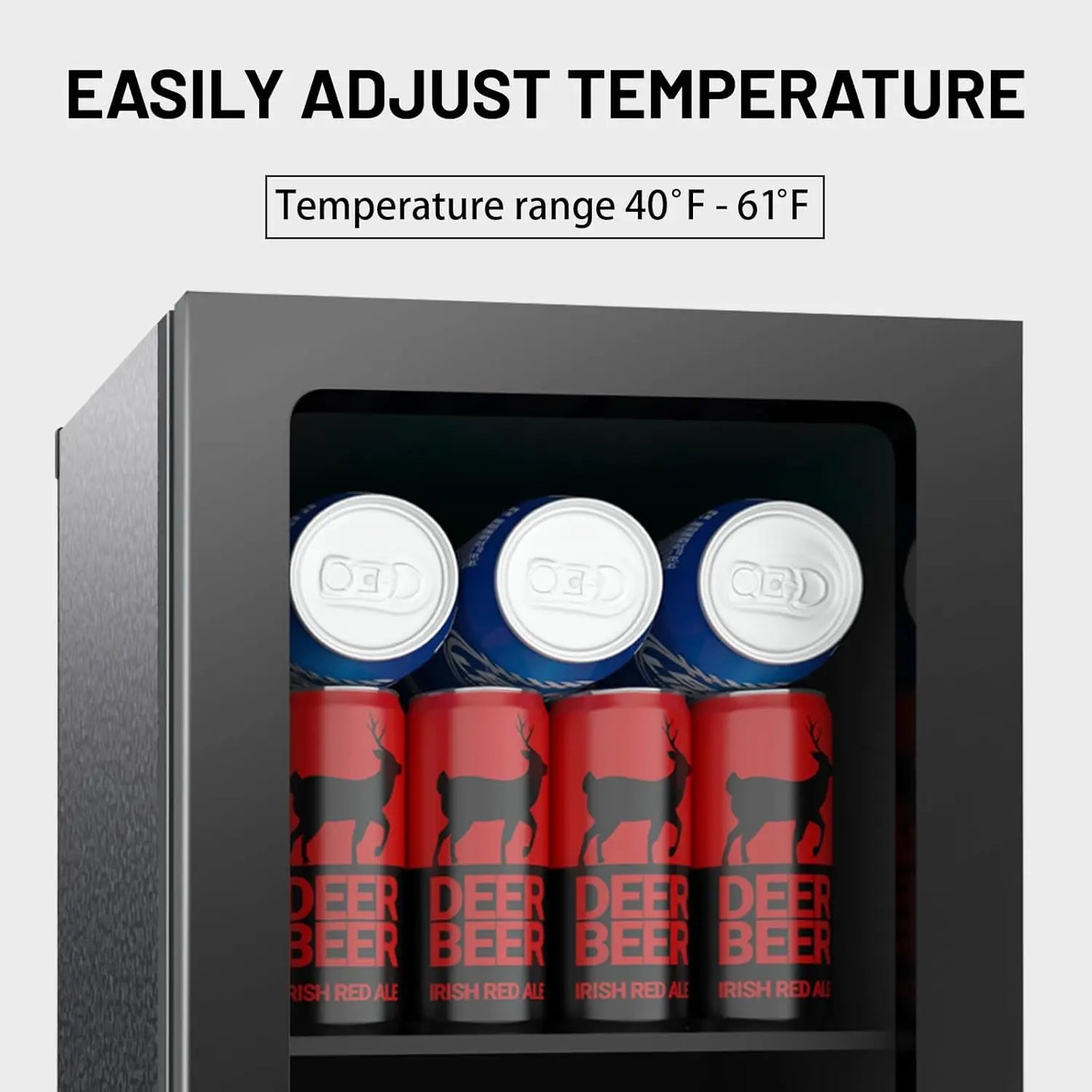 24 Can Mini Fridge Glass Door Beverage Cooler Quiet Operation