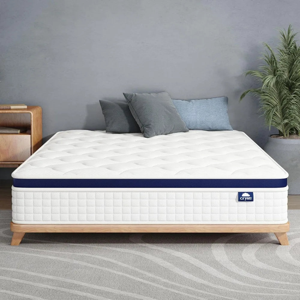 Queen Size Mattress 12 Inch-Hybrid Mattress Bed in A Box, Medium Firm for All Sleepers, Pressure Pain Relief,