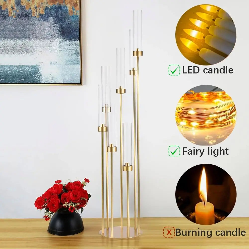 Seven Arm Floor Candelabra Centerpieces for Weddings and Events