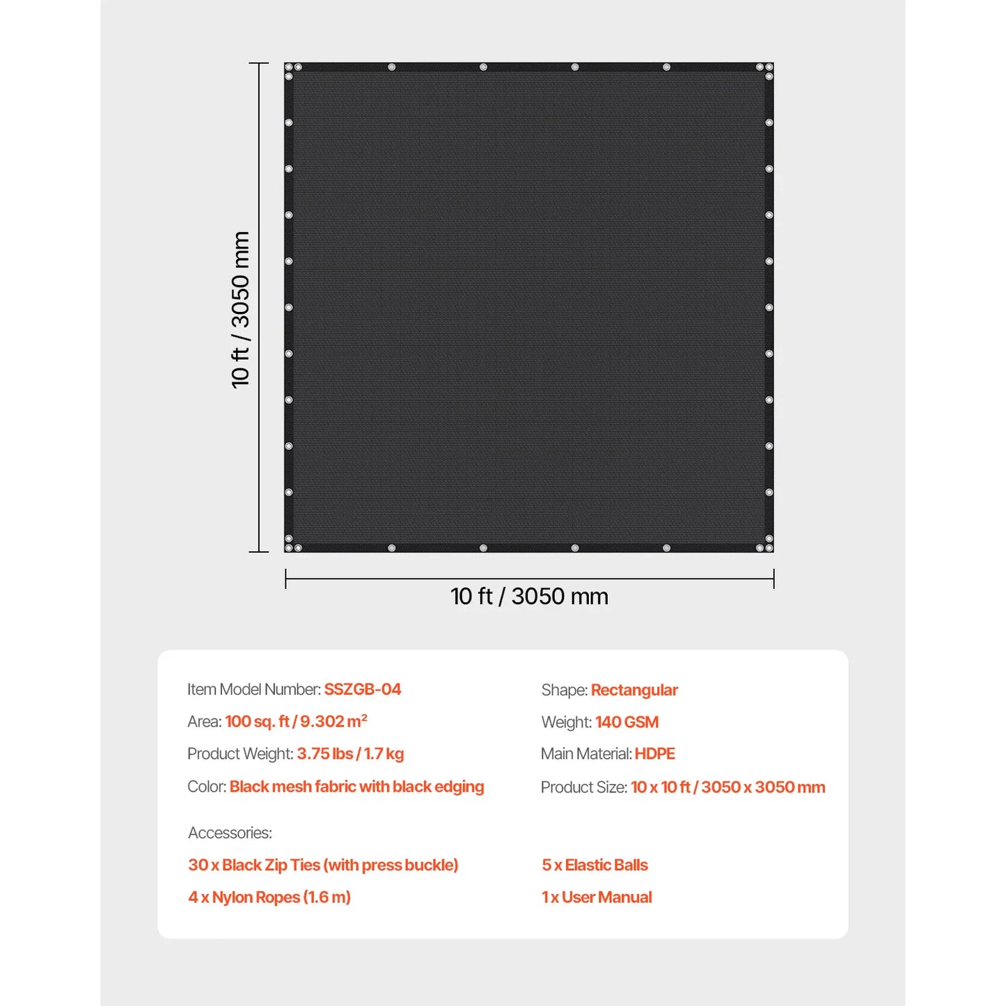 SucceBuy 90 Percent Sun Shade Cloth For Outdoor HDPE Canopy