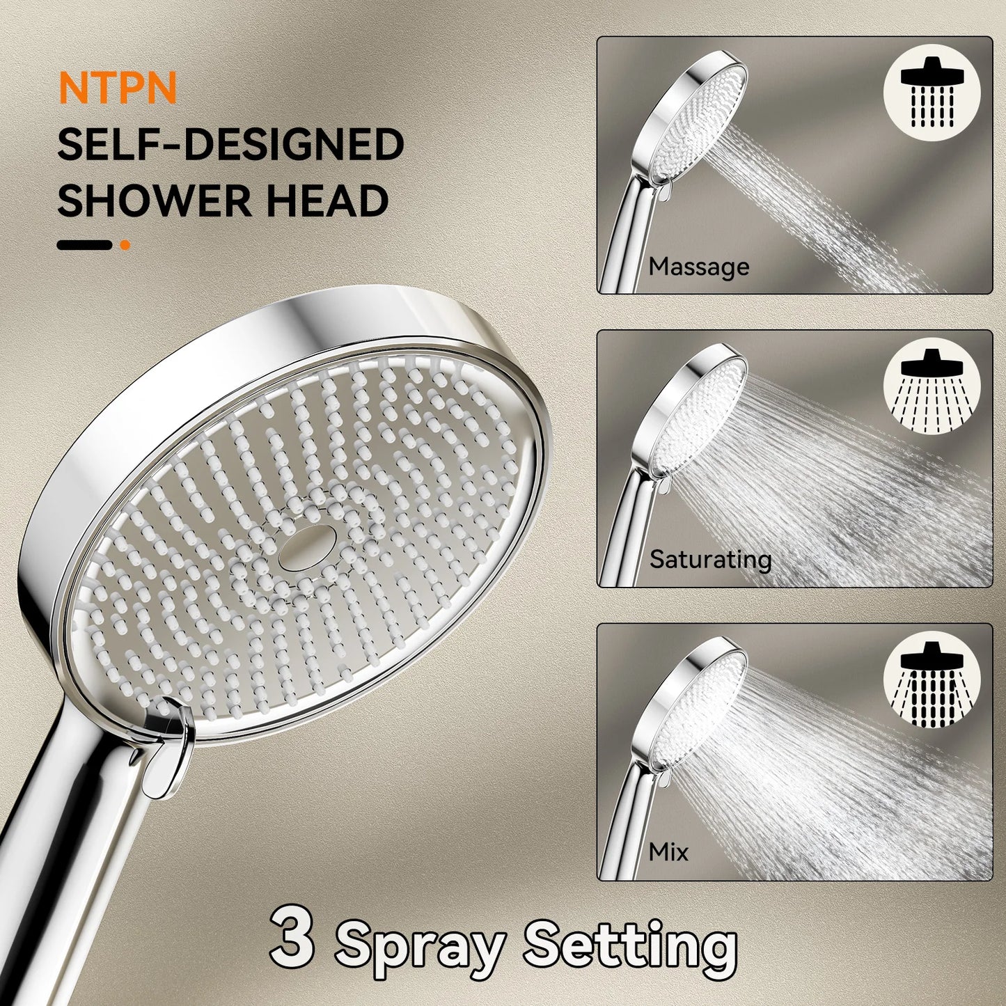 Tandem Shower Head For Couples Dual Shower Head With Handheld