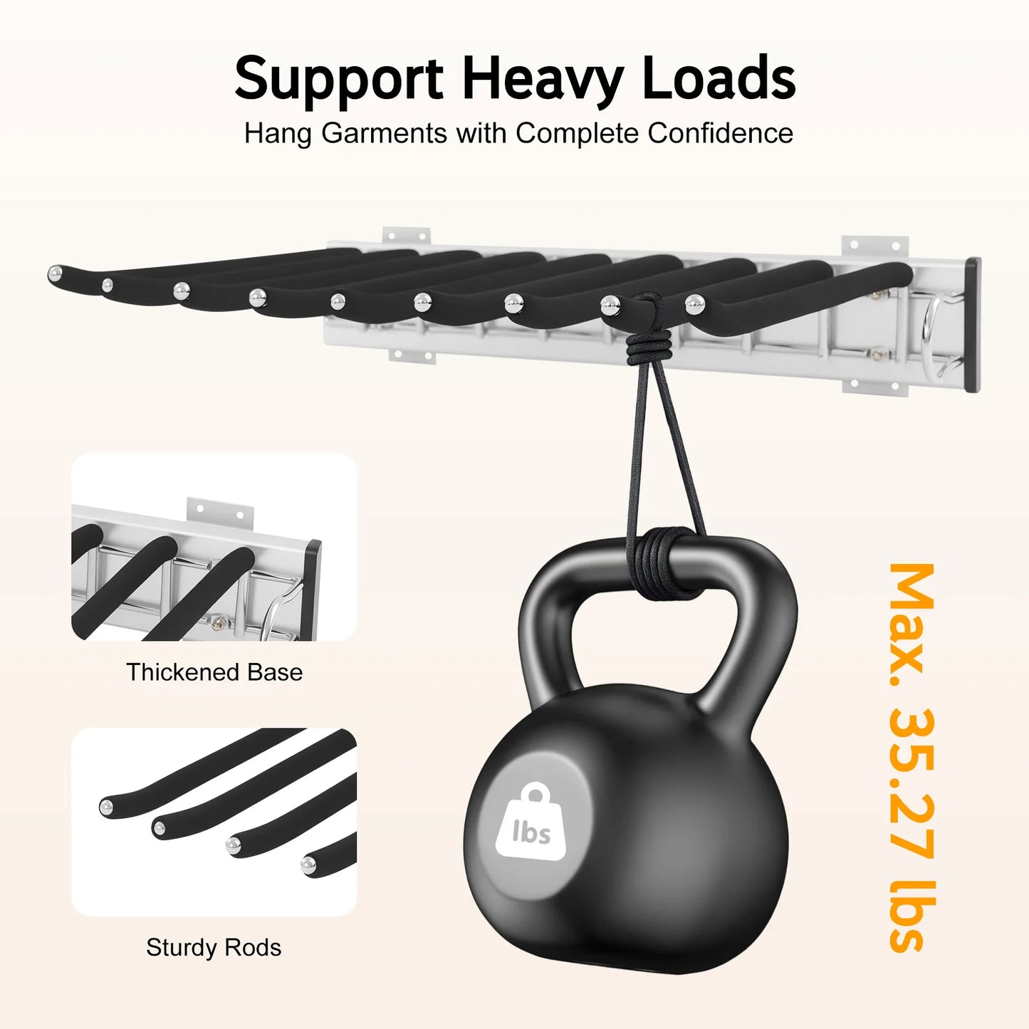 Nine Rod Wall Mount Pants Rack Silent Push Pull Slide